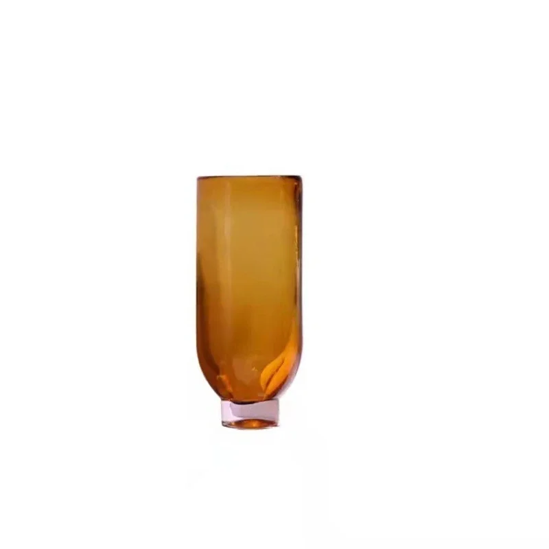

European-style modern simple and heavy caramel-colored glass flower vase ornament model house sales office decoration