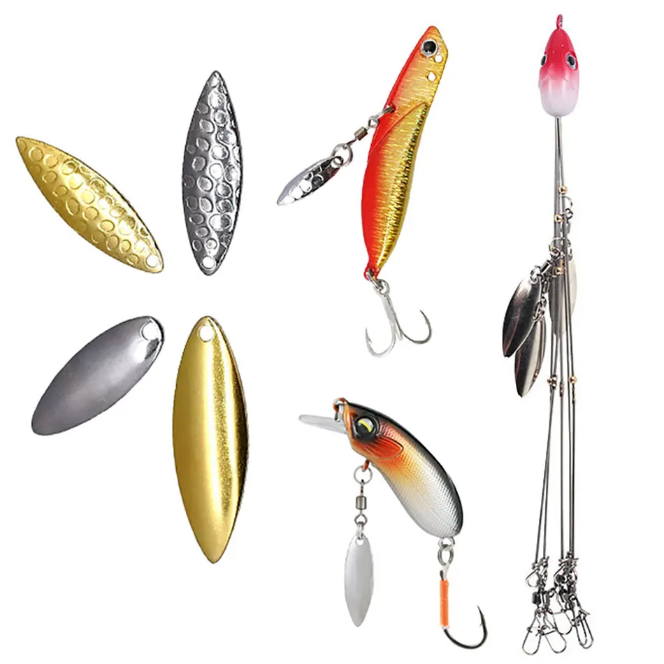Topranc 20 Stück Flash Tail Köderzubehör, Geräuscherzeugende Glitzer-Weidenblatt-Metallköder, Jigging-Minnow-Angelzubehör – Detail 6