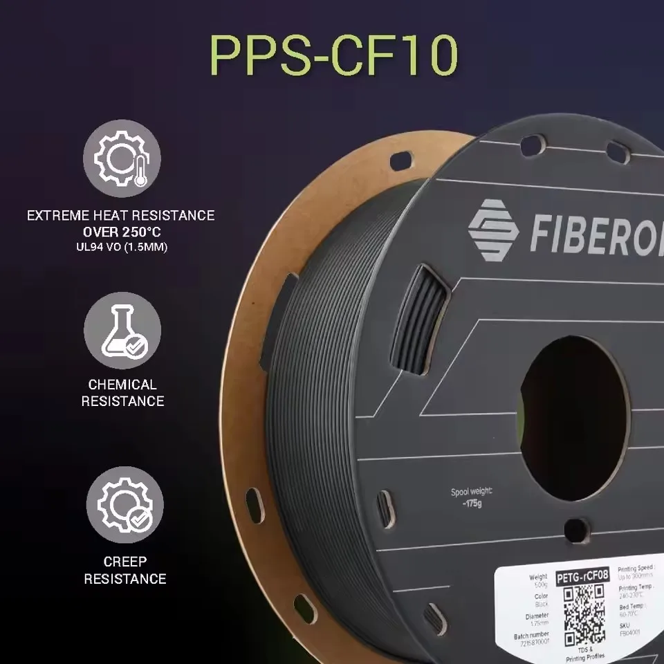 Polymaker Fiberon PPS-CF10 3D Printer Filament 1.75mm 0.5kg Carbon Fiber PPS Material
