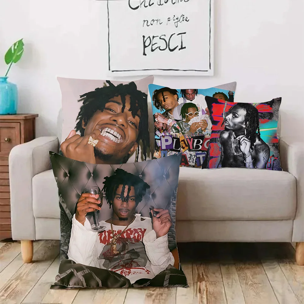 P-Playboi CartiS Pillow Covers Cartoon Sofa Decorative Home Double-sided Printing Short Plush Cute Cushion Cover