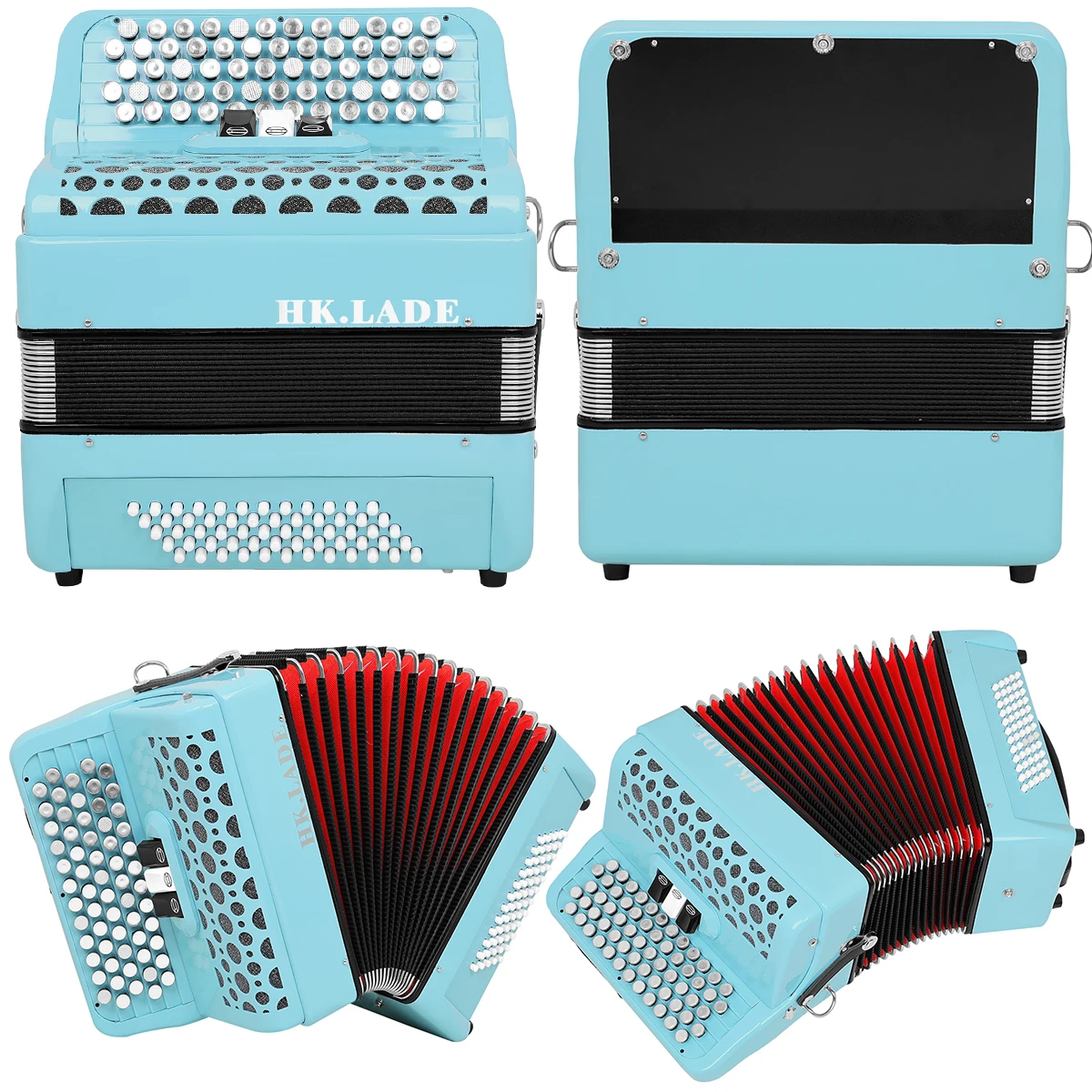 Blue HK · LADE  Bayan Accordion 62 Key 60 Bass 3 Pitch Key Button Professional  Accordion Keyboard Instrument Accordion