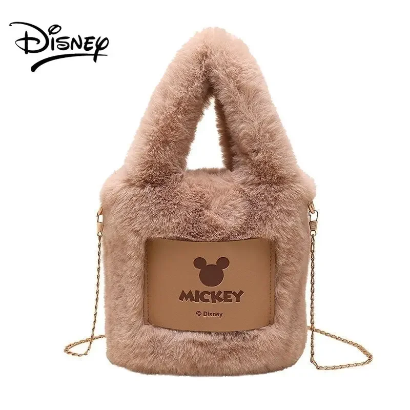 

Disney Mickey Mouse Plush Shoulder Bag for Women Girls Designer Luxury Handbag Ladies Purse with Chain Strap