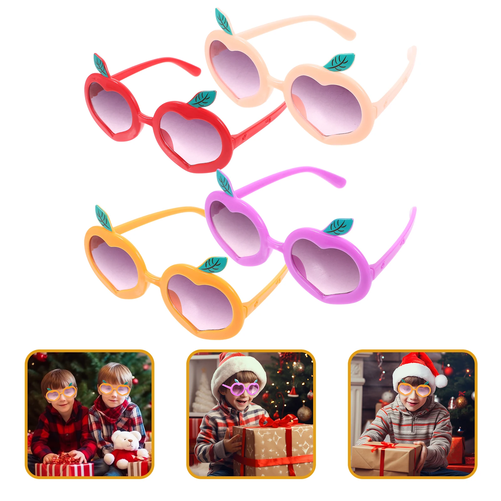 

4pcs Peach Shaped Sunglasses Eyeglasses Party Glasses UV Protection Outdoor Fun Fruit Design Cartoon