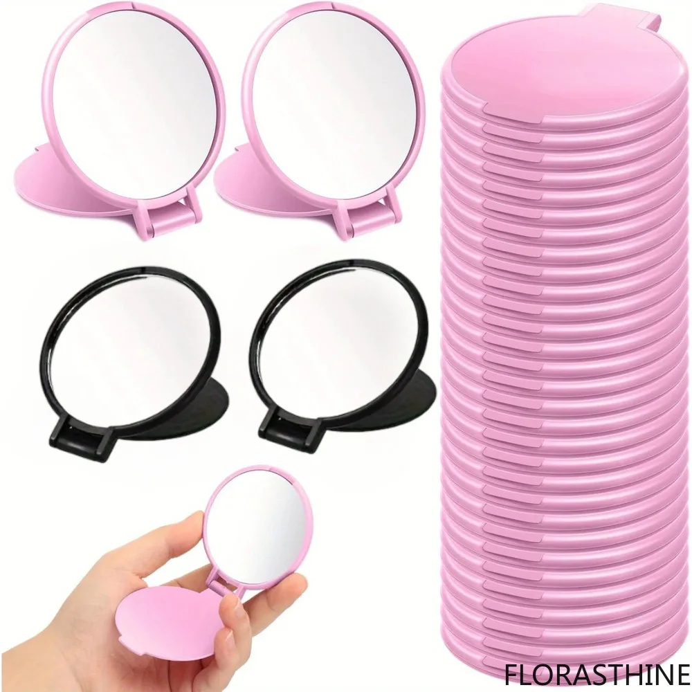50pcs 20/ Pink Black Portable Mini Folding Makeup Mirrors Women Travel Daily Grooming Mirror Plastic Durable Frame