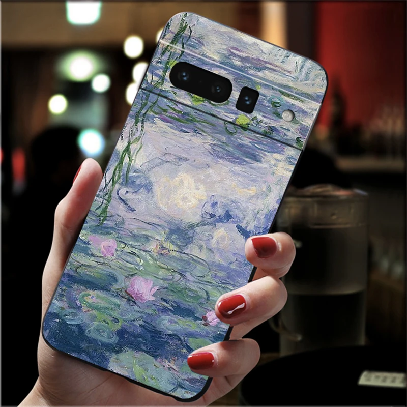 حافظة لهاتف جوجل بيكسل 10 برو XL 9 برو XL 9A 8 7 6 برو بيكسل 8A 7A 6A بكسل 8 7 6 5 كلود مونيه جاردن لوتس بريدج #3