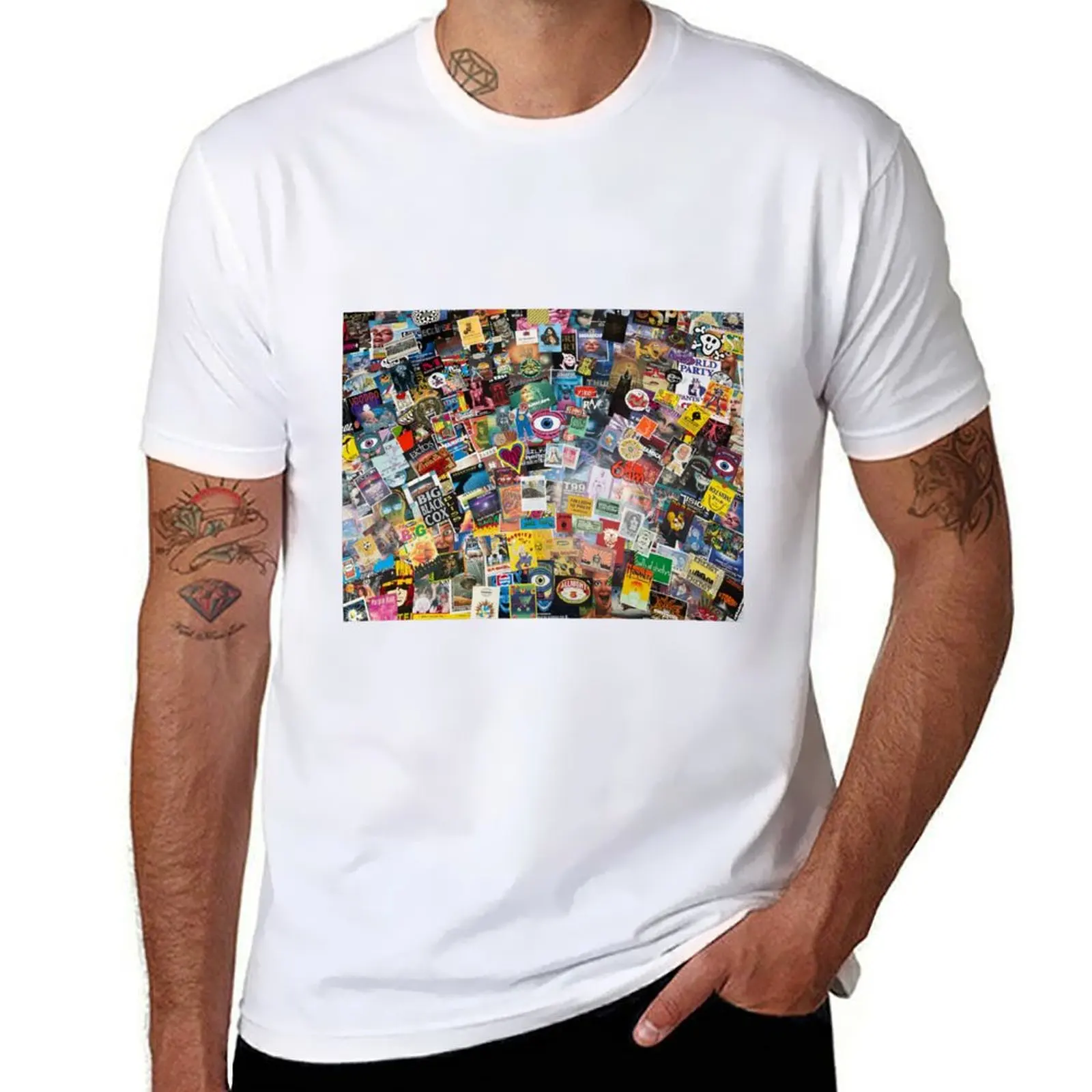 

1980s and 1990s Acid House & Rave Flyer Montage T-Shirt t shirt personalised man t shirt summer cotton t shirt man T-shirt