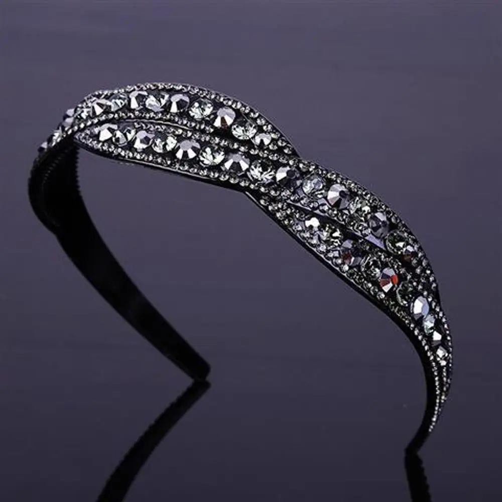 Elegant Retro Non-slip Shinny Cross Crystal Korean Style Hair Hoop Sweet Headband Rhinestone Girls Hair Hoop