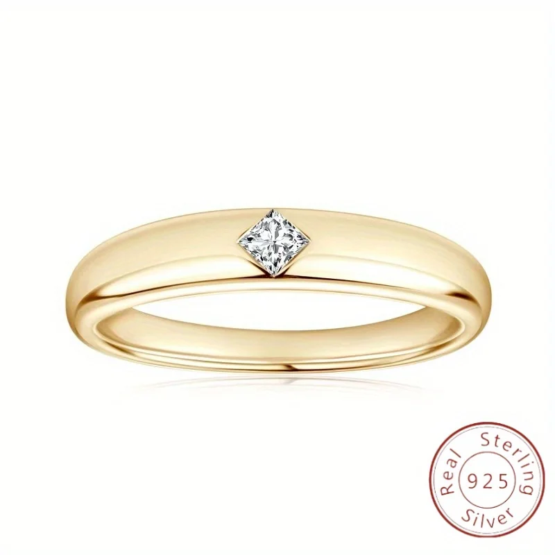 1pc 0.15Carat 925 Silver Moissanite Ring with A Stylish and Minimalist Design Is Ideal for Parties and Formal Banquets.