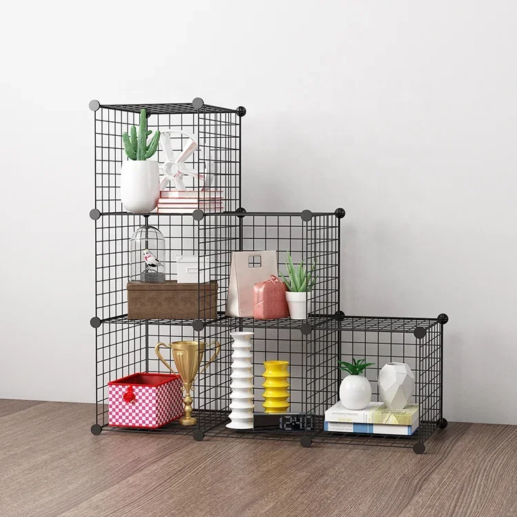 6-kostkowa siatka druciana półka do przechowywania kostki modułowa półka DIY metalowa siatka szafa organizator System regał szafka