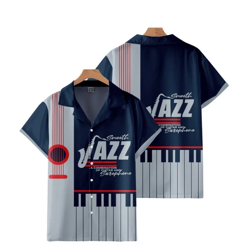 

Men's Fashion Cuban Collar Hawaiian Y2K Hombre Shirt Musical Arts 3D Print Cozy Casual Short Sleeve Beach Oversized Clothes