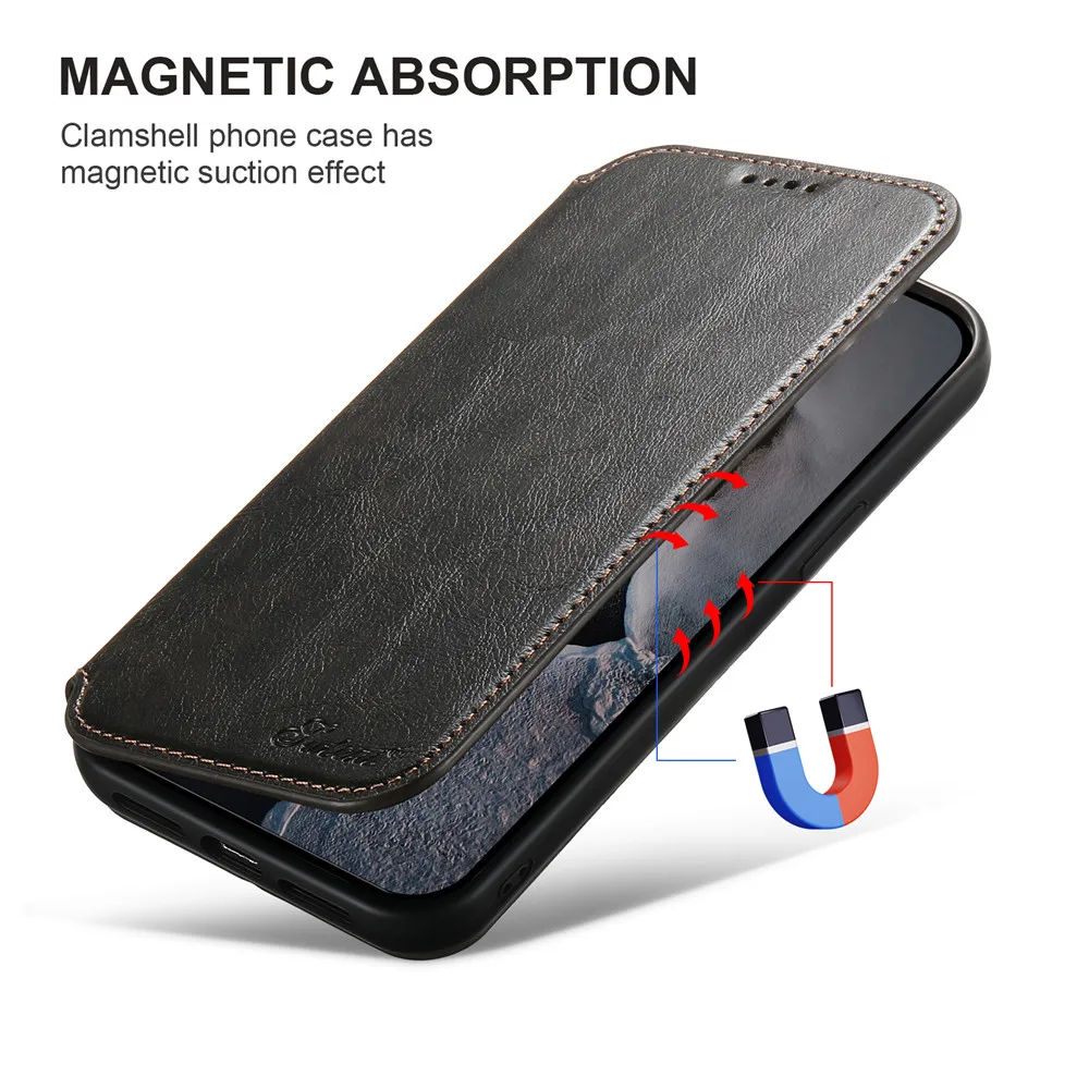 Magnetyczne etui portfel ze skóry z funkcją ładowania bezprzewodowego do iPhone'a 17 16 15 14 Pro Max 13 12 z podpórką i przegródkami na karty, kompatybilne z MagSafe — zdjęcie produktu 5