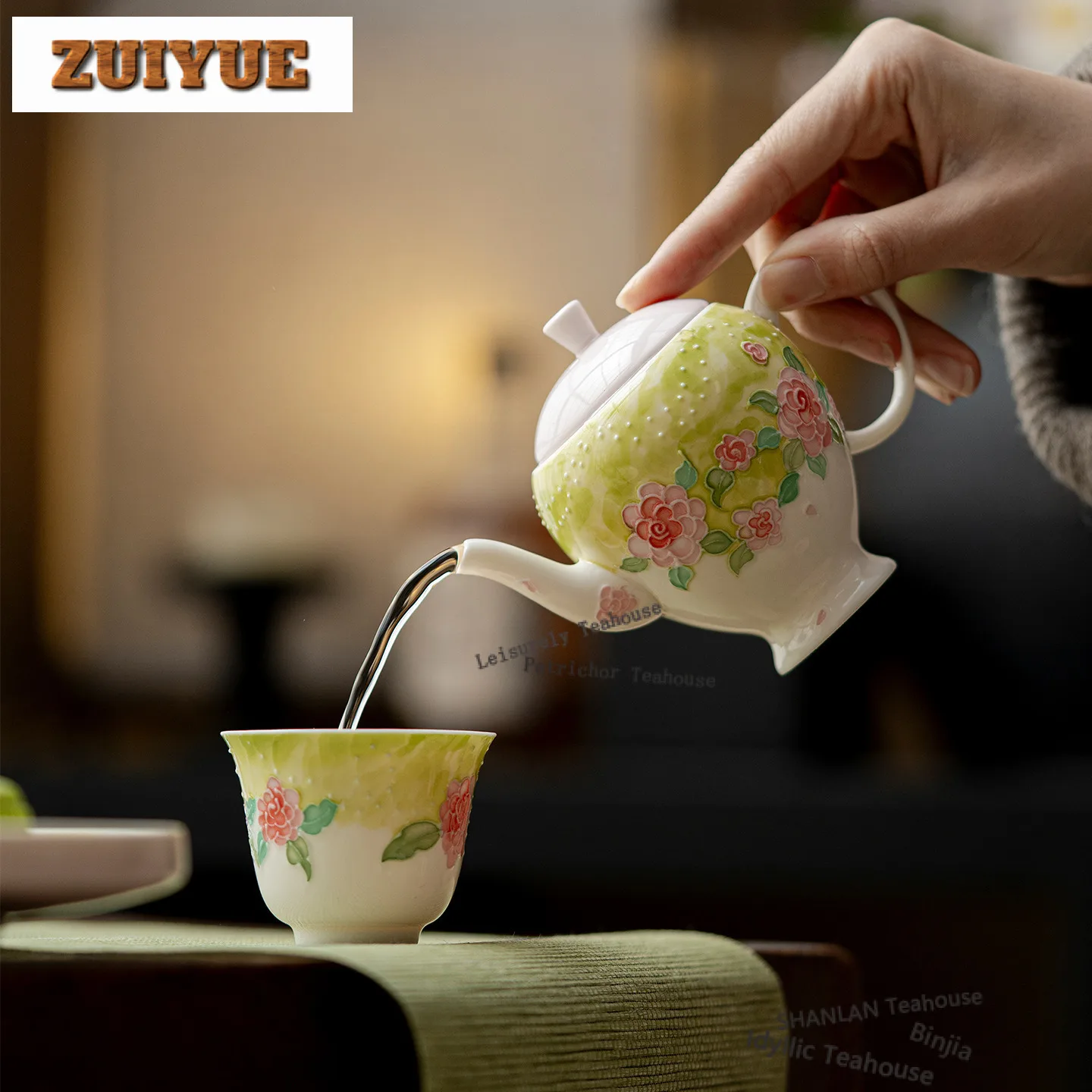 150ml Hand-painted Camellia Teapot Creative Tea Infuser Pot Tea Soaking Kettle With Strainer For Tea Accessories Decoration