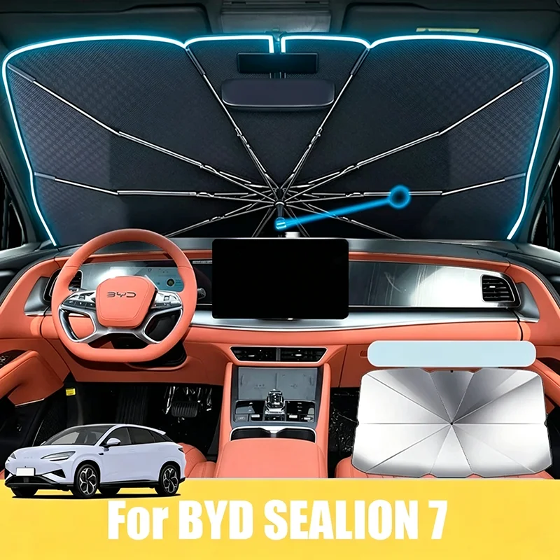 For BYD Sealion 7 Sea Lion 07 - огляд і ціна Car Sunshade Windshield Umbrella Foldable
