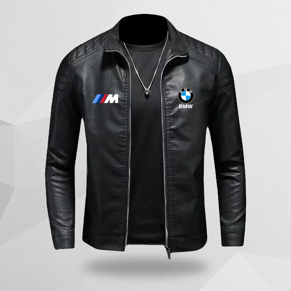 2024 autumn and winter BMW fashion business zipper single piece leather jacket, high-quality fashion trend brand leather jacket