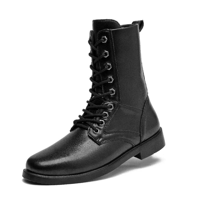 MAIJIAKA High-top Leather Boots Outdoor Tactical Combat Boots Men's Security Boots Anti Slip Hiking Boot Hunting Safety Shoes