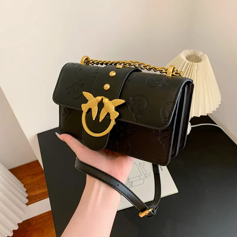 

2025 Новая женская сумка-ласточка, маленькая квадратная сумка на плечо с ремешком-цепочкой, винтажная классическая сумка с клапаном, элегантная сумка через плечо на каждый день