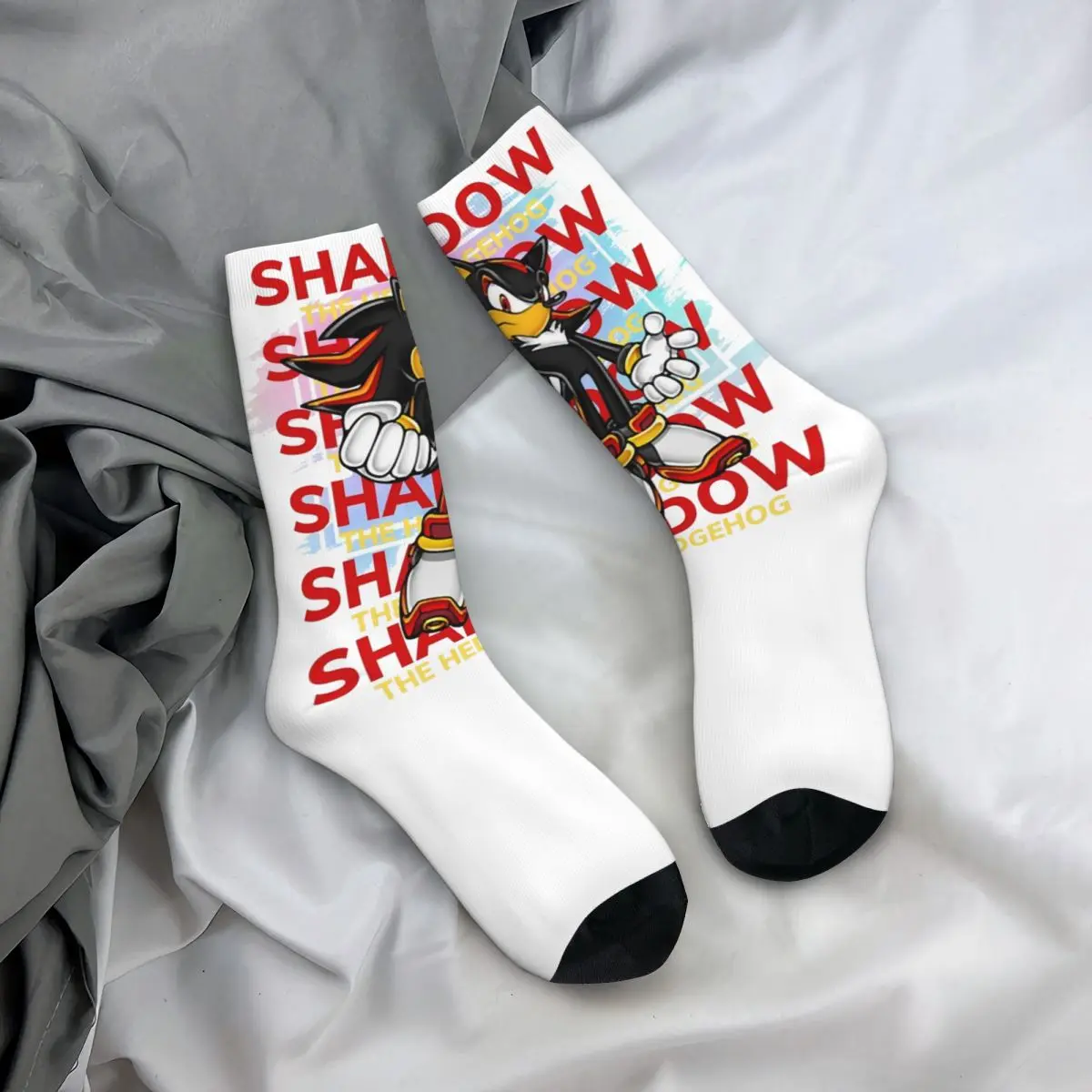 Shadows The Hedgehog Theme Crew Socks Merch for Unisex Flexible Crew Socks