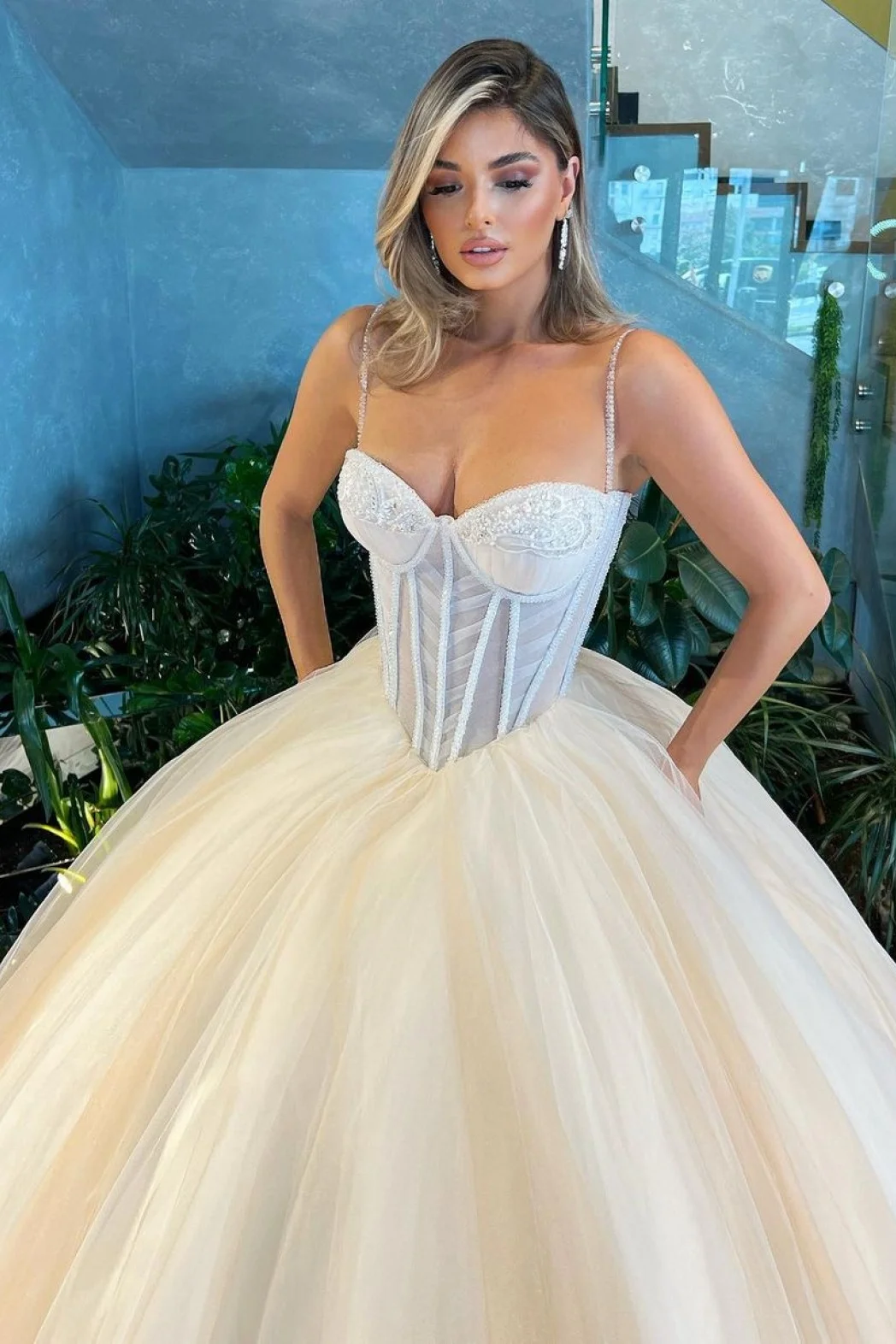 Funyue – Robe De Mariée Princesse avec bretelles et corsage à perles pour femmes, tenue De Mariée arabe dubaï, 2023