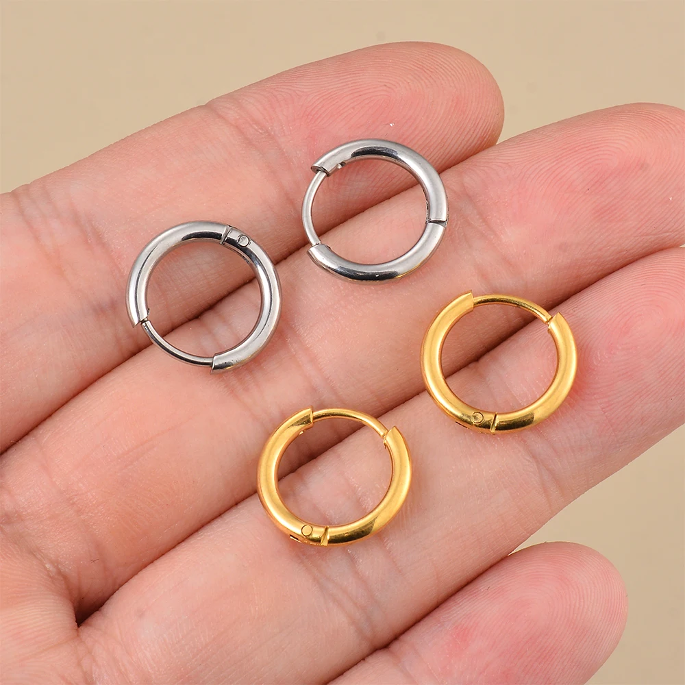 Großhandel 10 Stück/Los (5 Paare) Edelstahl 2mm Draht-Creolen Damen-Ohrringe Herren-Punk-Hiphop-Schmuck Geschenke Modeschmuck – Detail 5