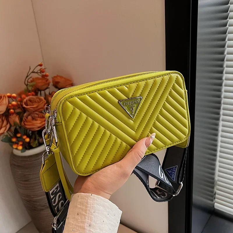 

2025 New Arrival! Versatile Women's Small Square Crossbody - Wide - Texture, Embroidered Grid Camera - Style, Fashionable Choice