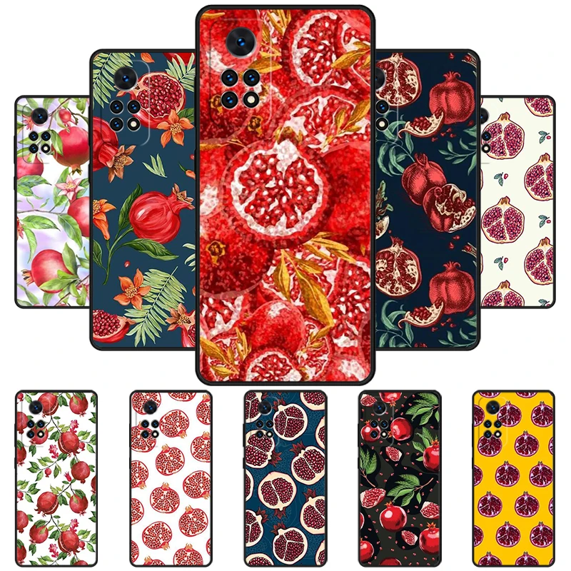 Food Fruit Red Pomegranate Phone Case For Redmi Note 11 EPro 11S 10T 9S Promax 8 Pro Xiaomi Mi 11 12X 12S Ultra Cover