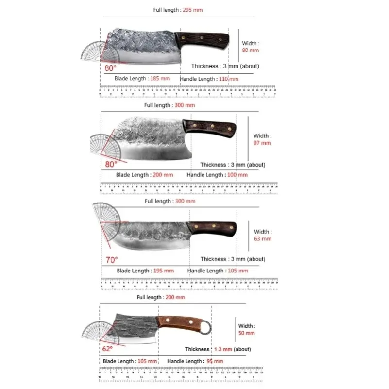 Hand Forged Kitchen Knife Stainless Steel Chef's Chopper Knife Cleaver Fish Vegetables Slicing Knive Wood Handle Butcher Knife