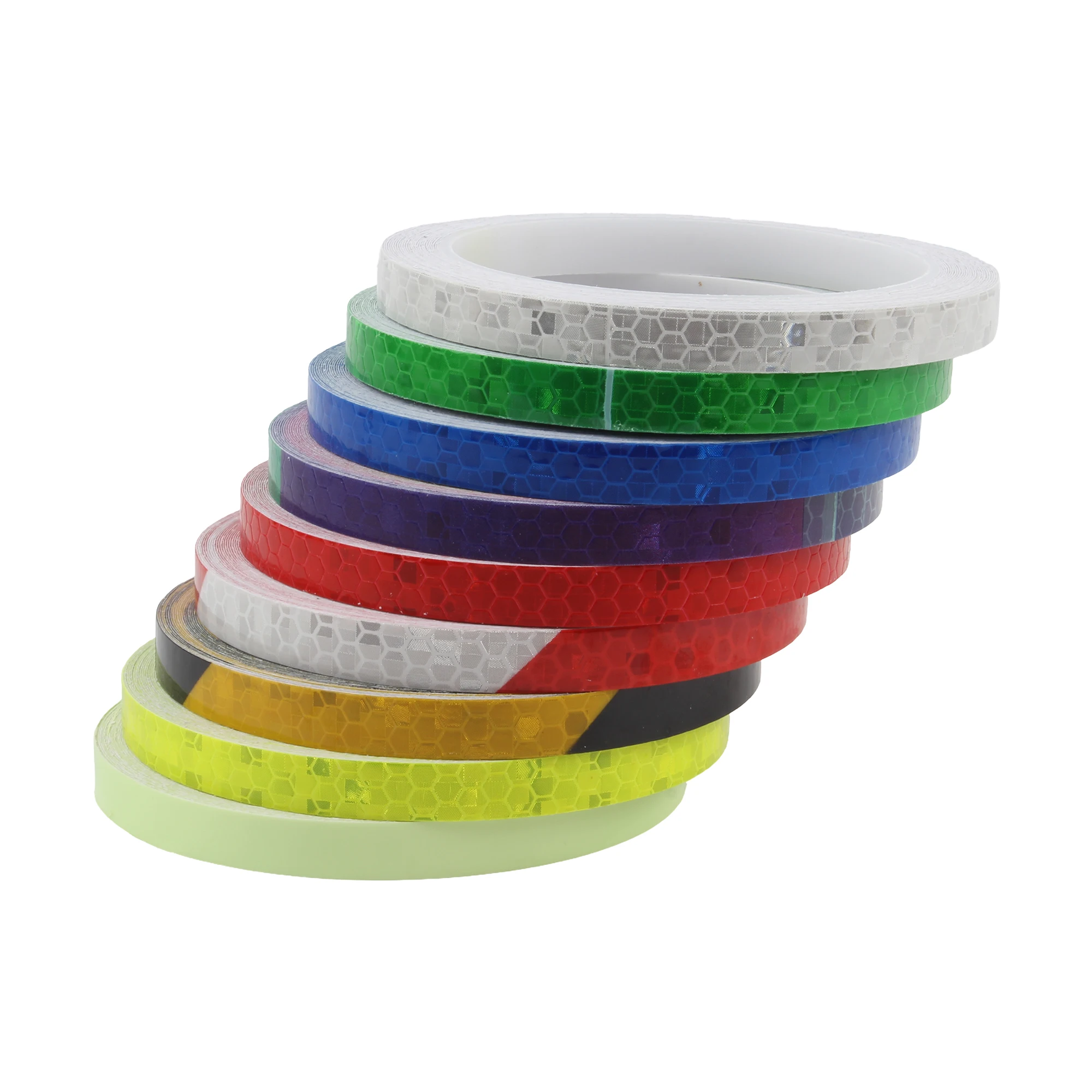 1cm*8m Motorcycle Rim Tape Reflective Wheel Stickers Warning Effect Decals Bright Car Fluorescent Reflect Strip Adhesive Tape