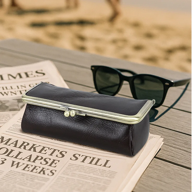 Genuine Leather Eye Glasses Bag for Eyeglass High Quality Handmade Glasses Case Box Sunglasses Protector Pouch