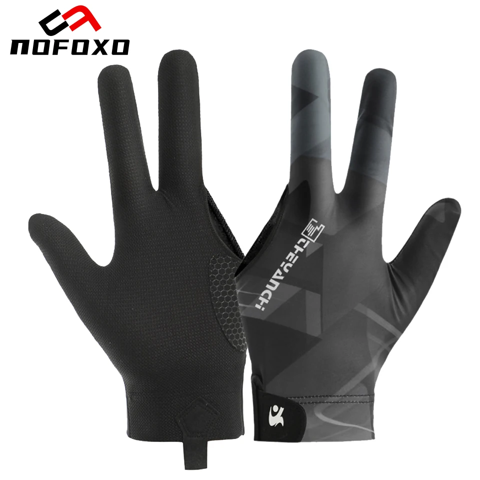 

NOFOXO 1 шт. Профессиональная перчатка для бильярда на три пальца для левой руки, дышащая, легкая, противоскользящая, высокоэластичная, для тренировок по бильярду