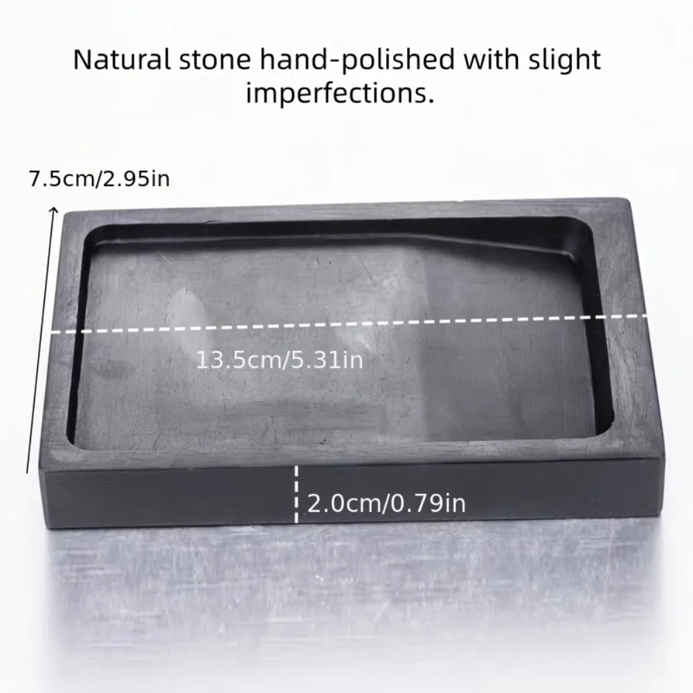 Chinese Calligraphy Inkstone Rectangular Natural Stone Ink Well Traditional Painting Tool Grinding Slab Inkwell Artist Student view 2