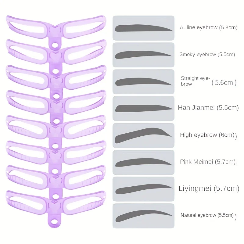 Handgehaltene dreidimensionale Soorkarte für Damen, Augenbrauenaufkleber für Anfänger, komplettes Set mit 8 Augenbrauen-Soor-Hilfsgeräten
