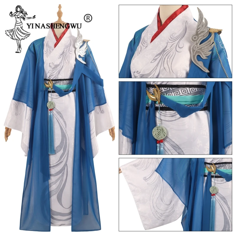 Game Justice Cosplay Anime Divine Costume Blue HANFU Swordsman Suit Killer Outfit Coat Women Shirt Ancient Cloth Halloween Props