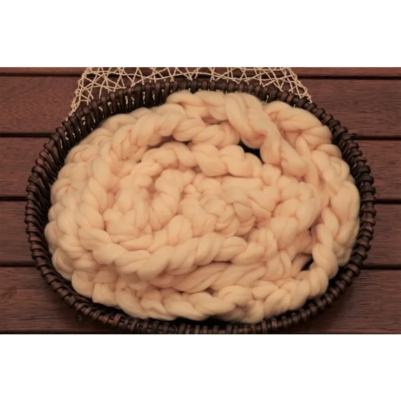 

Chunky Knit Merino Wool Braid, 4M Basket Stuffer, Newborn Photo Props ニューボーンフォト 신생아 사진 accessoire bébé neugeboren