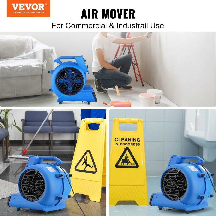 Floor Blower 1 2 HP 2600 CFM Air Mover for Drying and Cooling Portable Carpet Dryer Fan with 4 Blowing Angles and Time Functio