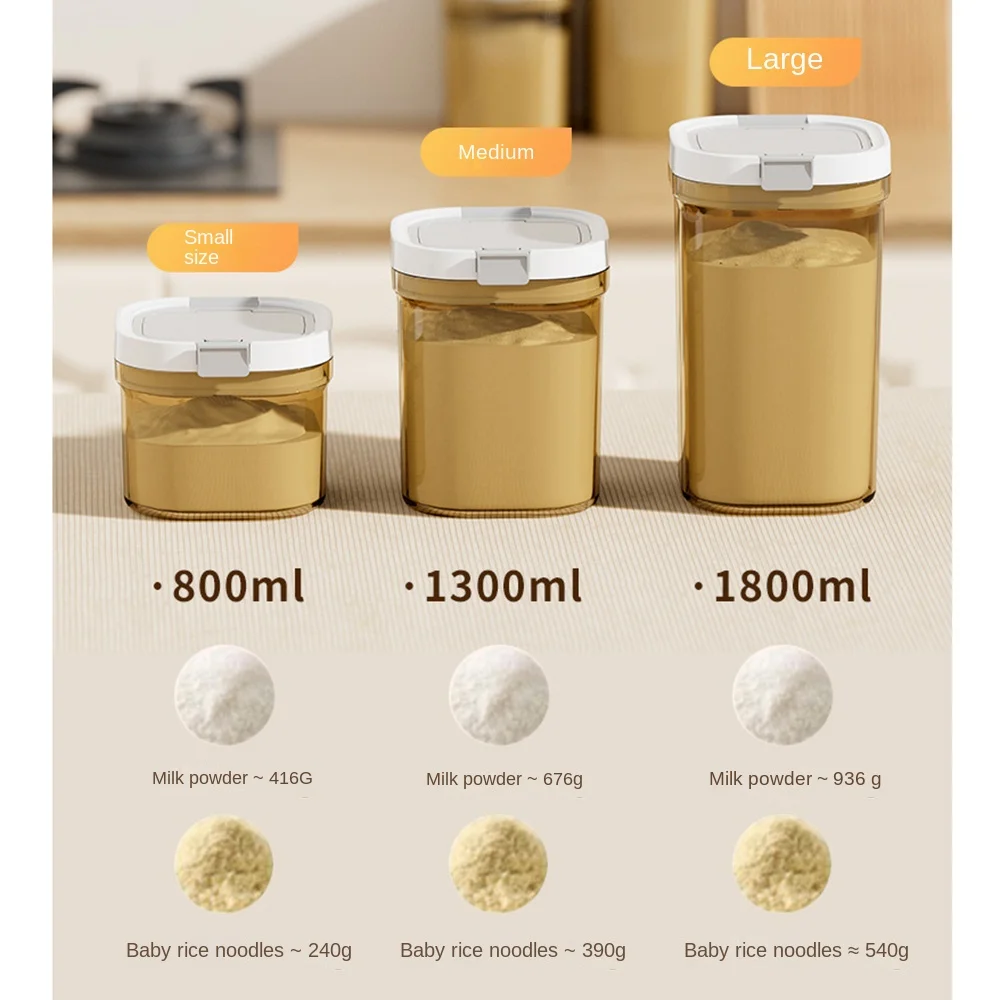 Barattolo per latte in polvere resistente ai raggi UV, contenitore sigillato per alimenti riutilizzabile, per uso alimentare, con cucchiaio raschiatore, contenitore ermetico impilabile per bambini
