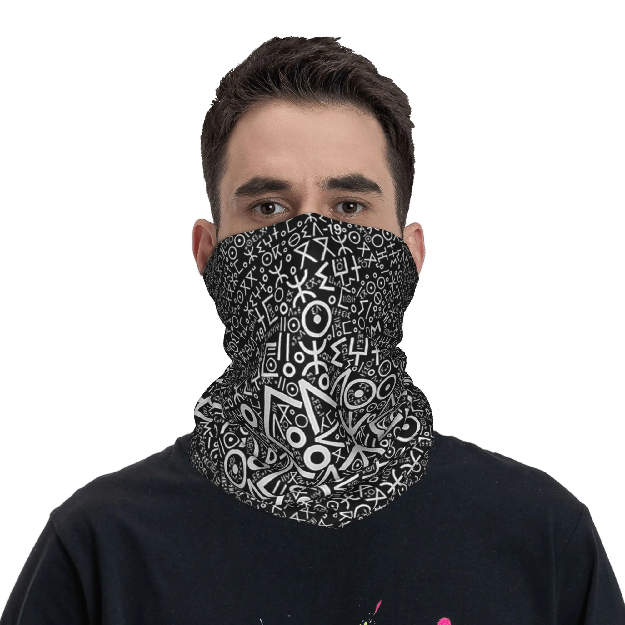 

Imazighen amazigh alphabet Tifinagh Bandana Neck Gaiter Printed Face Scarf Balaclava Cycling for Men Women Adult Washable