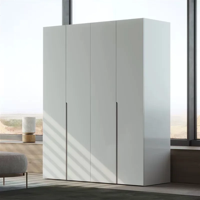 All solid wood oak wardrobe home bedroom white swing door large wardrobe assembly children's small cabinet