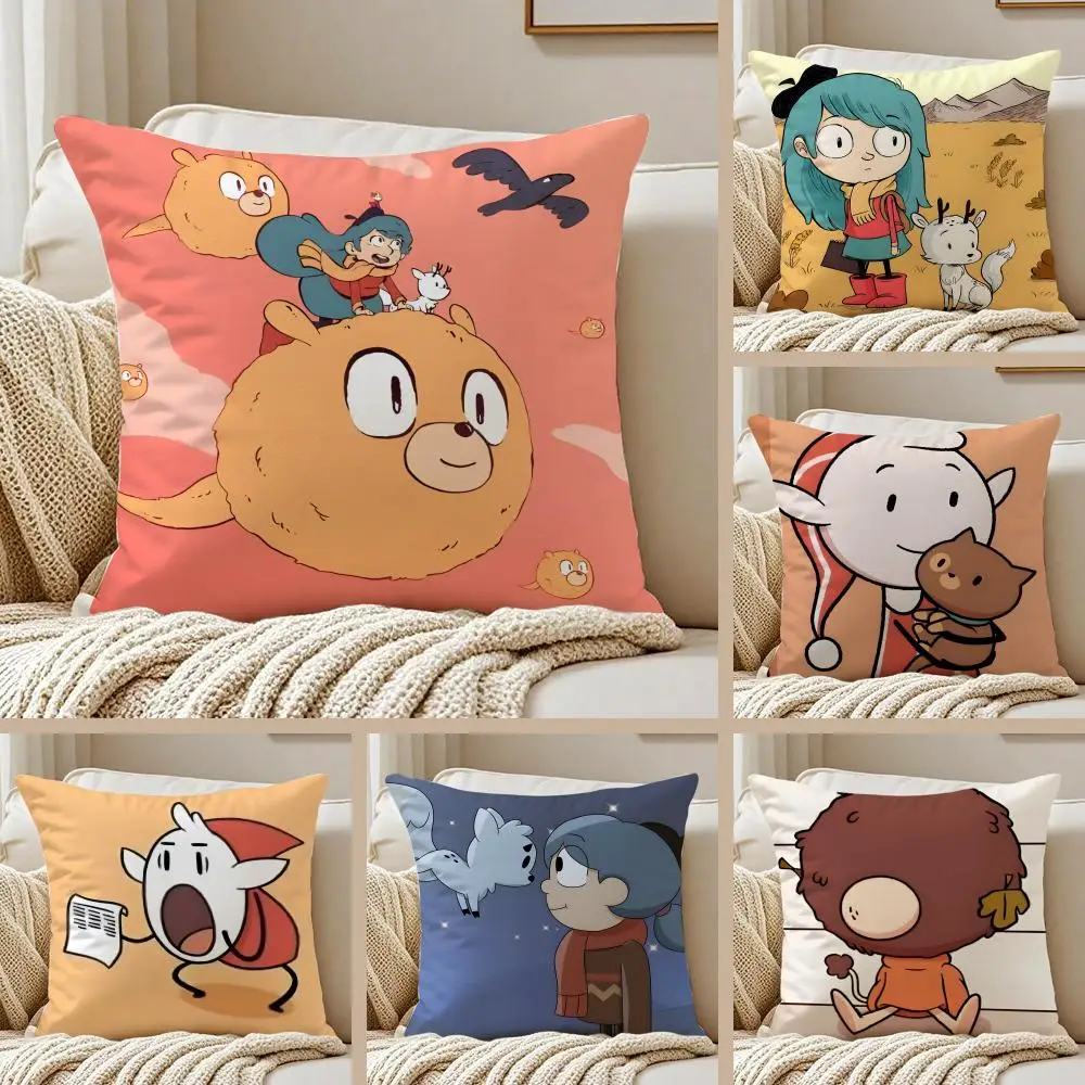 Warm Cute Cartoon H-Hilda Cushion Cover Pillowcase Anti-dustmite Invisible Zipper Short Plush Sofa Cushion