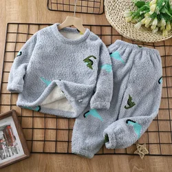 Kids Toddler Pyjamas Boys Girls Autumn Winter Thicken Warm Flannel Pajamas Cute Cartoon Clothing Sets 1 5 6 Years Baby Sleepwear