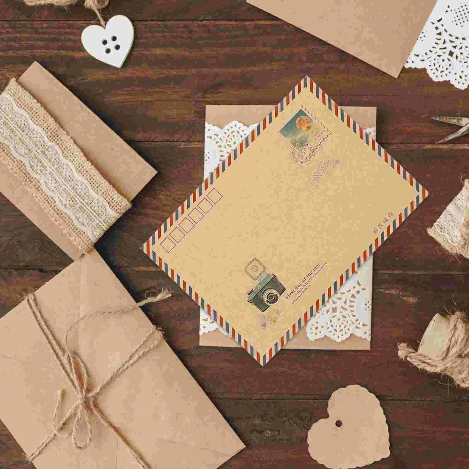 Envelopes Kraft Paper Air Mail Durable Vintage B6 Mini Classic Gifts Post Card Photo Envelope Letter for Supplying Office