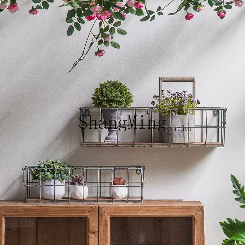CL indoor outdoor wall hanging flower stand outdoor garden wall flower basket retro wrought iron dill hanging orchid