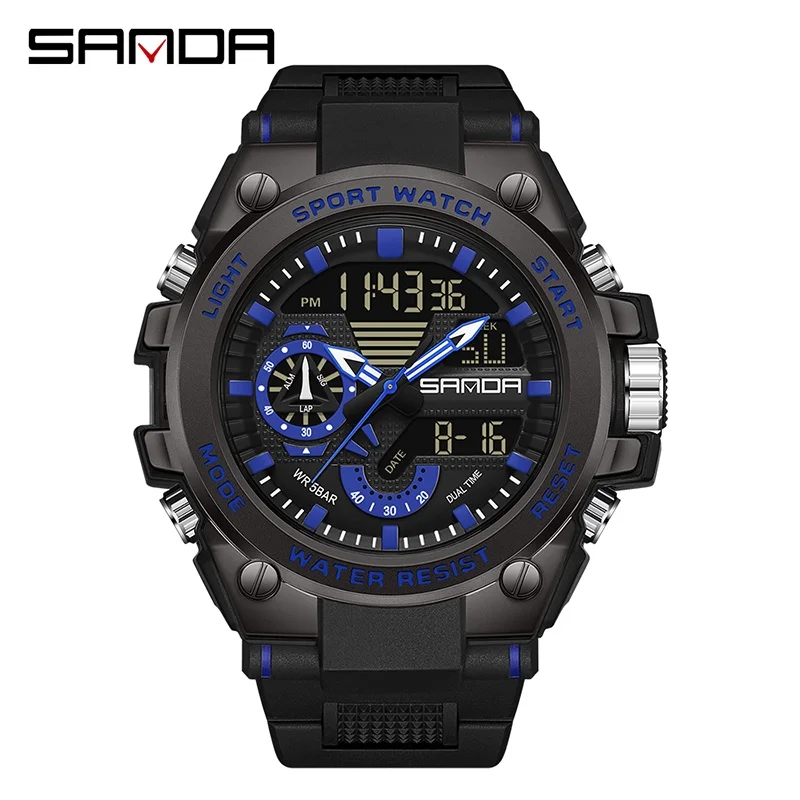 Sanda Herren-Armbanduhr, digital, modisch, wasserdicht, Outdoor-Sport, multifunktional, elektronisch, SD3302-12 7
