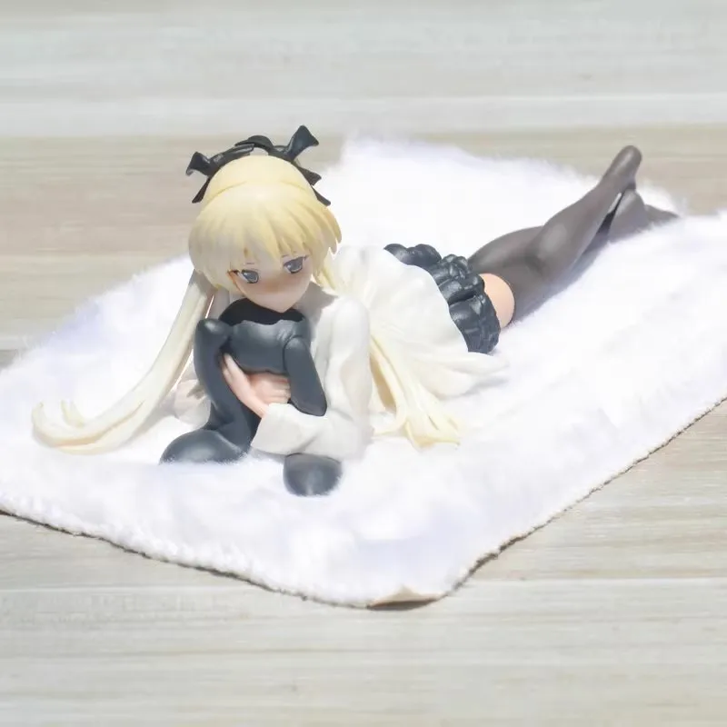 Anime Role Kasugano Sora Figure Lying Position Rabbit Hug Model Toy Computer Case Dress Up Car Desktop Ornament Action Figure