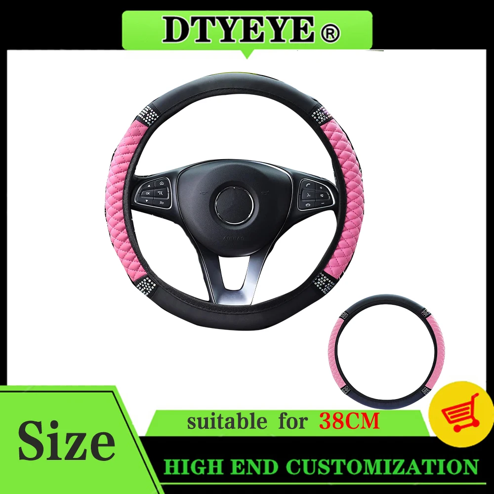 High Quality Auto Accessories Car Steering Wheel Cover Car Interior Decoration Parts PU Leather Pink Quick Release