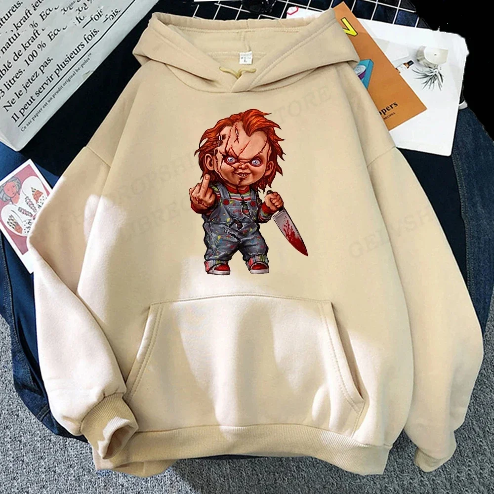 Men Fashion Hoodie Japanese Y2k Fleece Sweatshirt Pullovers Halloween Sweatshirts Men\'s Clothing Pullovers Horror Chucky Hoodies