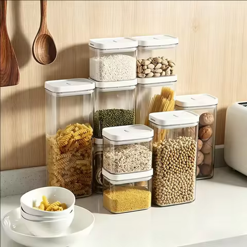 Transparent Plastic Grain Seal Tank Spaghetti Storage Container Moisture-Proof Snack Jar Kitchen Food Tank Pasta Storage Box product image