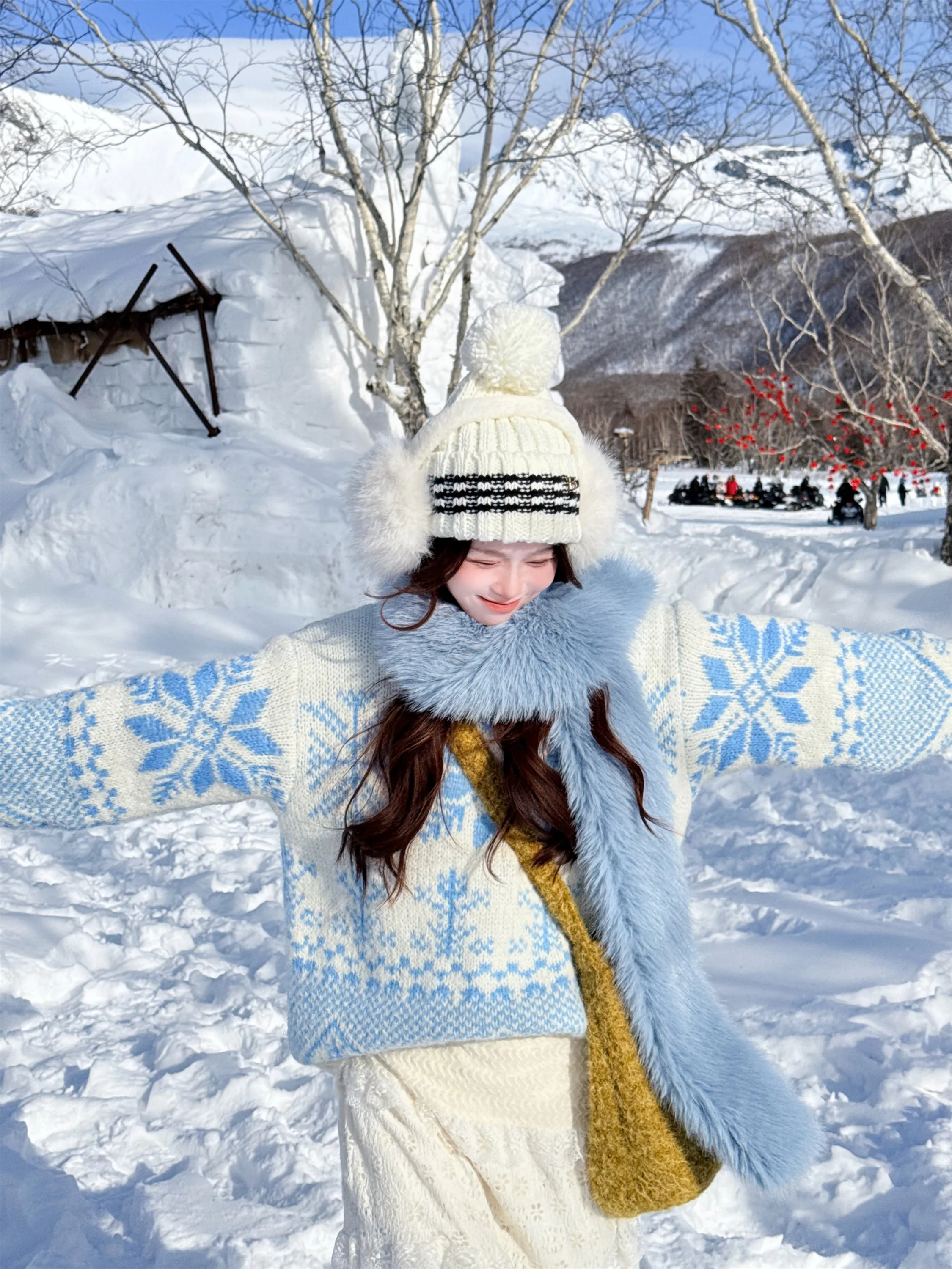 

Синий вязаный свитер с узором Cisas, теплый зимний свитер с круглым вырезом, винтажный дизайн в стиле блогеров, корейский стиль, верхняя одежда