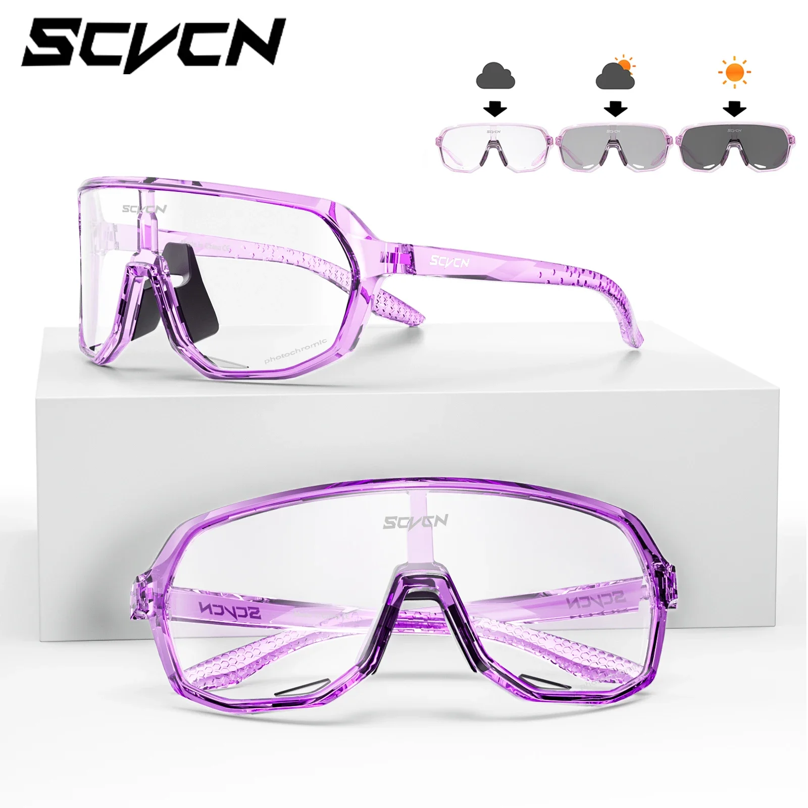 SCVCN Photochromic Cycling Glasses Windproof Outdoor Sports Eyewear Motocross Sunglasses Snowboard Goggles UV400 for Men Women