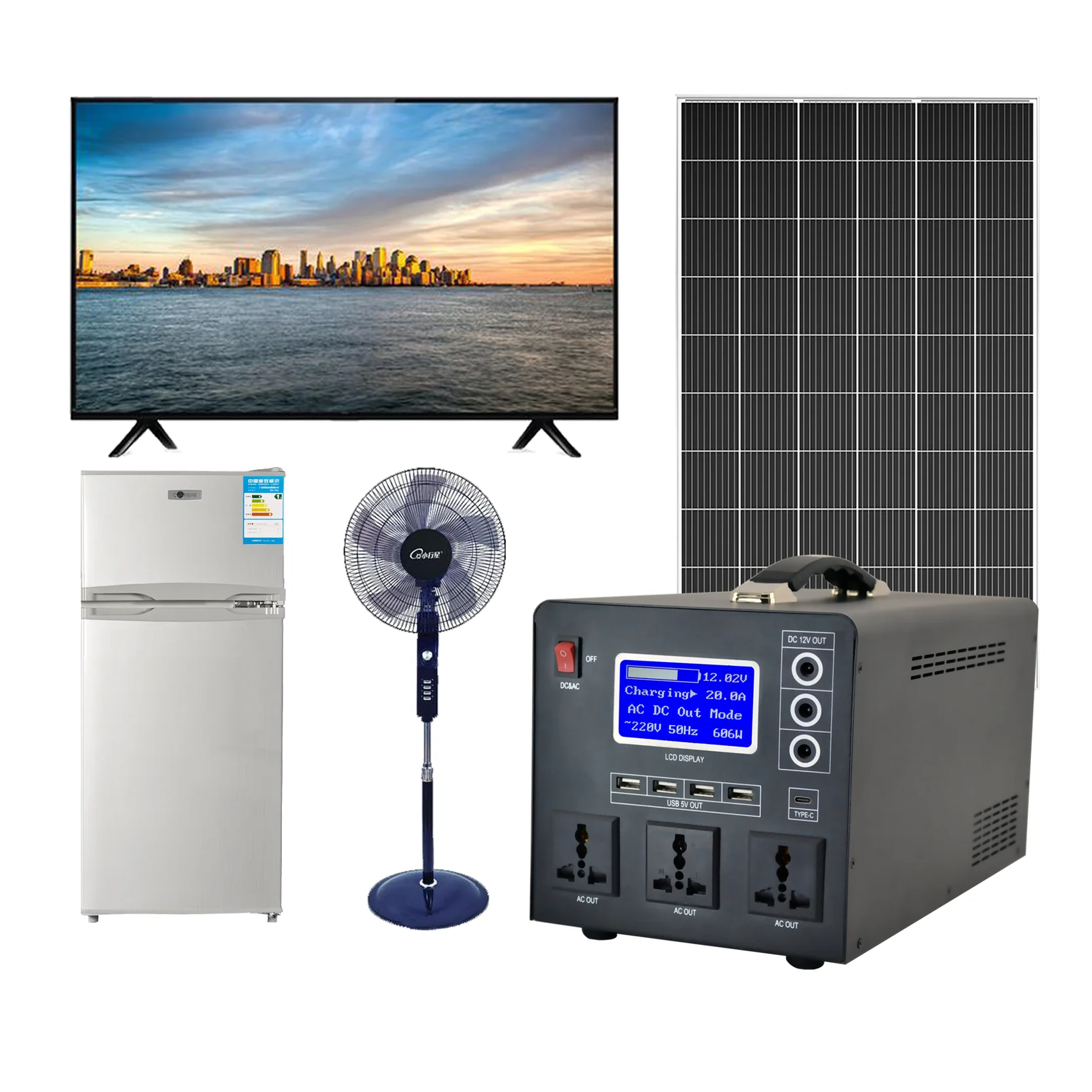 Generador de energía Solar portátil, batería de litio, 110v, 220v, CA