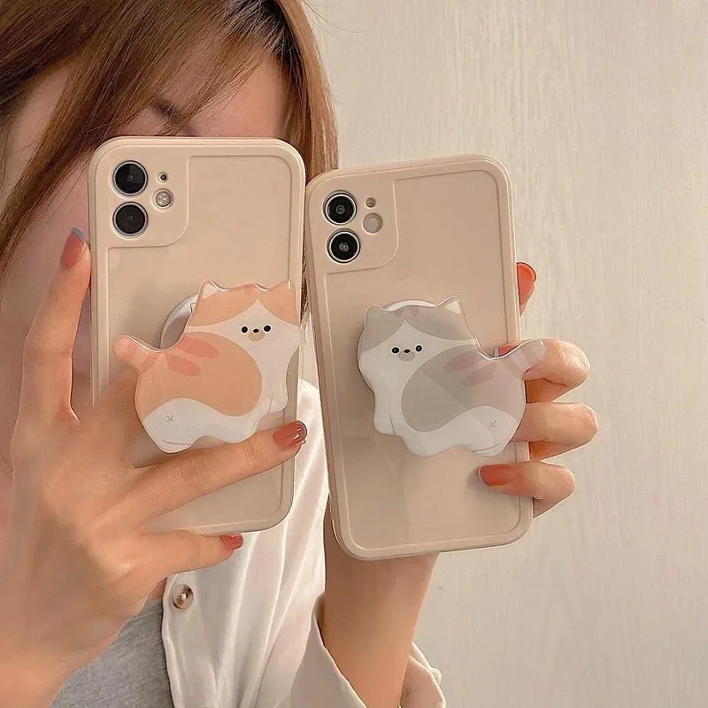 

Korea Cute Cartoon Kitten Grip Acrylic Mobile Phone Holder Socket Stand Ring Cell Phone Support Bracket Smartphone Accessories